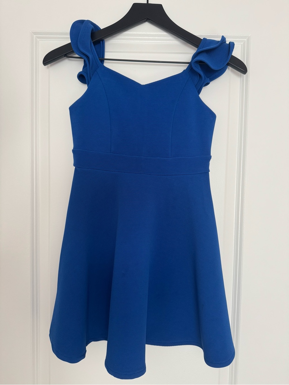 Zunie Royal Blue Ruffle Strap Fit-and-Flare Dress